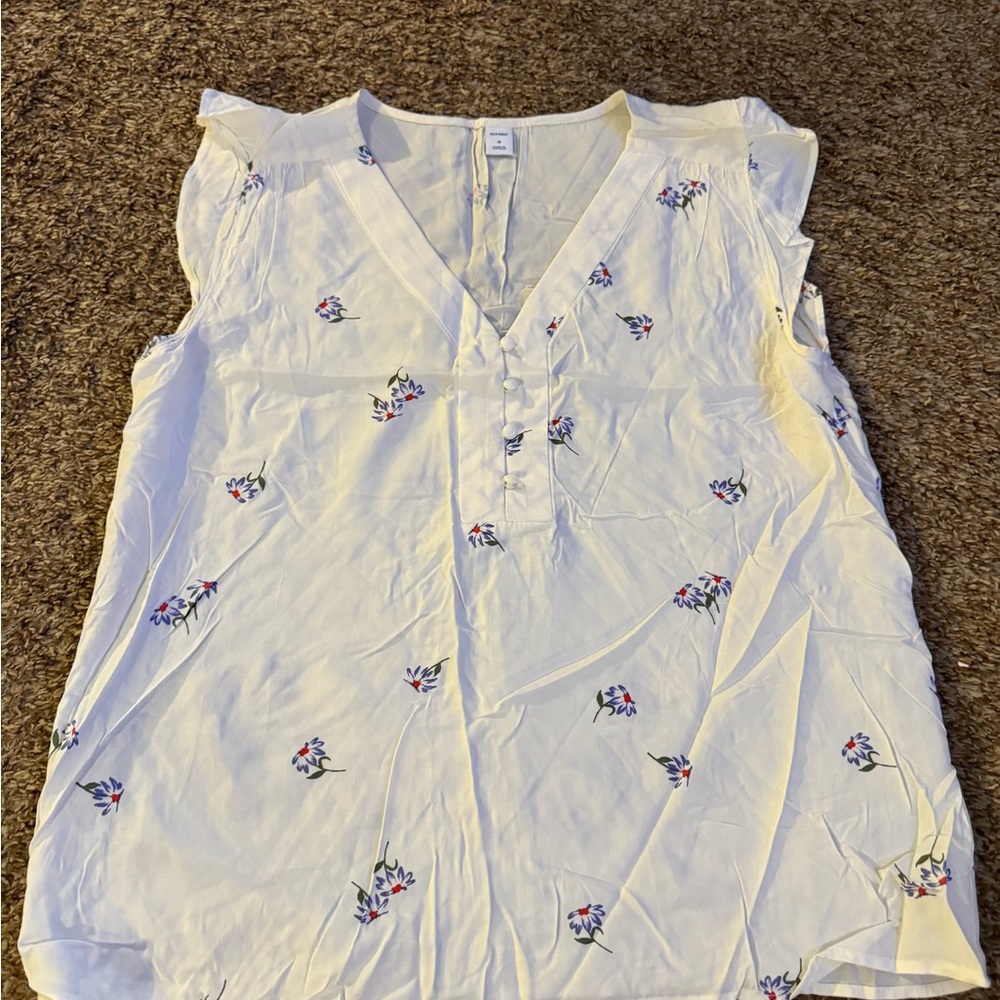 Old Navy Off White Floral Blouse